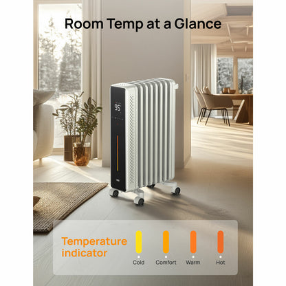 Dreo OH621 Oil Filled Radiator 1500W LED Display Remote Control White 9 Fin