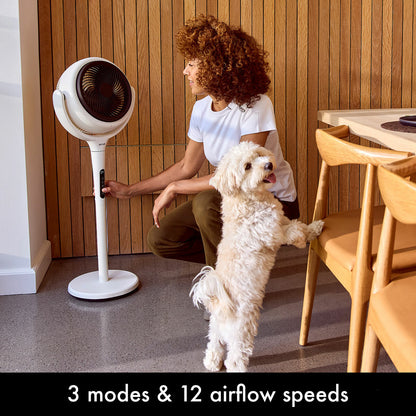 AirCraft LUME 2-in-1 Air Circulator Fan Remote LED Desk Pedestal White 26W