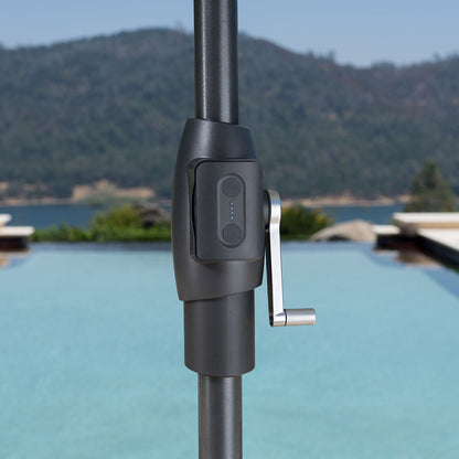 SunVilla 10ft Solar LED Garden Umbrella Parasol Grey Aluminium Outdoor Patio