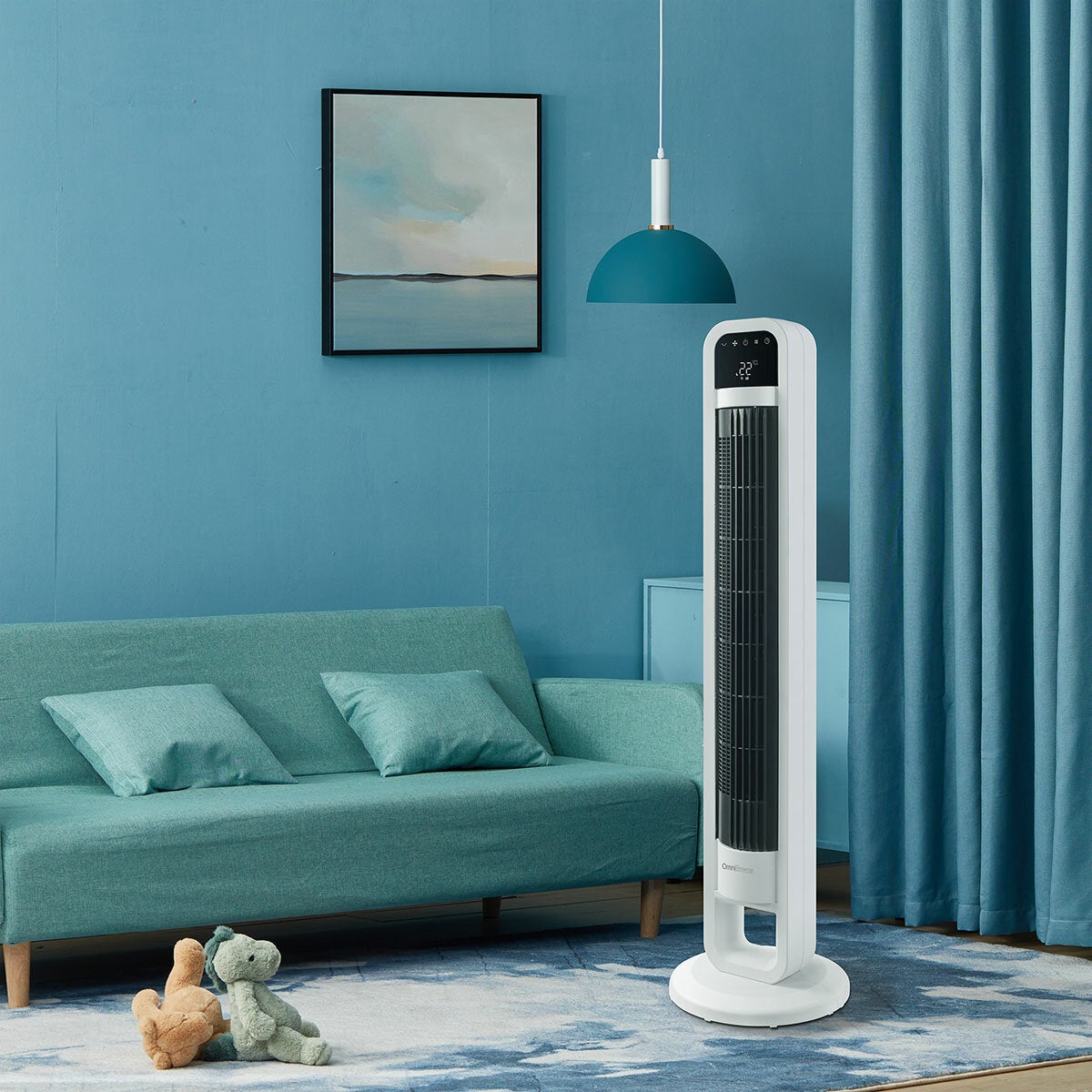 OmniBreeze Tower Fan DC2313R 5 Speed Internal Oscillation Remote White 45W