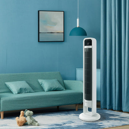 OmniBreeze Tower Fan DC2313R 5 Speed Internal Oscillation Remote White 45W