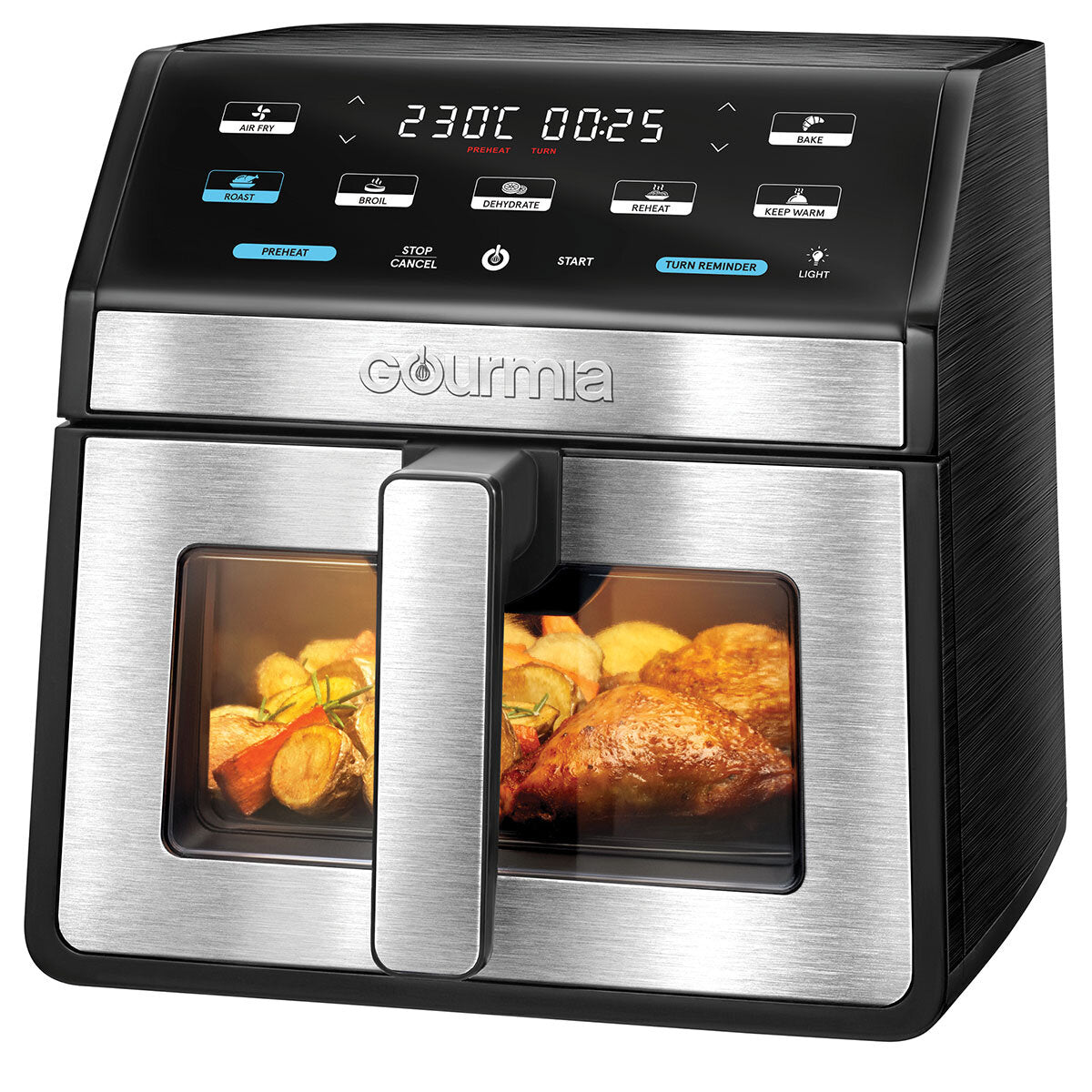 Gourmia 7.6L Digital Air Fryer Window Light 7 Presets Nonstick Basket Black