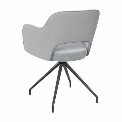 Akante Chicago Grey Swivel Dining Chairs Fabric PU Set of 2 Kitchen 83cm H