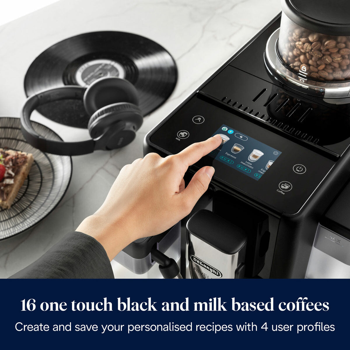 De'Longhi Rivelia Bean to Cup Coffee Machine EXAM440.55.B Black 1.4L 19 Bar
