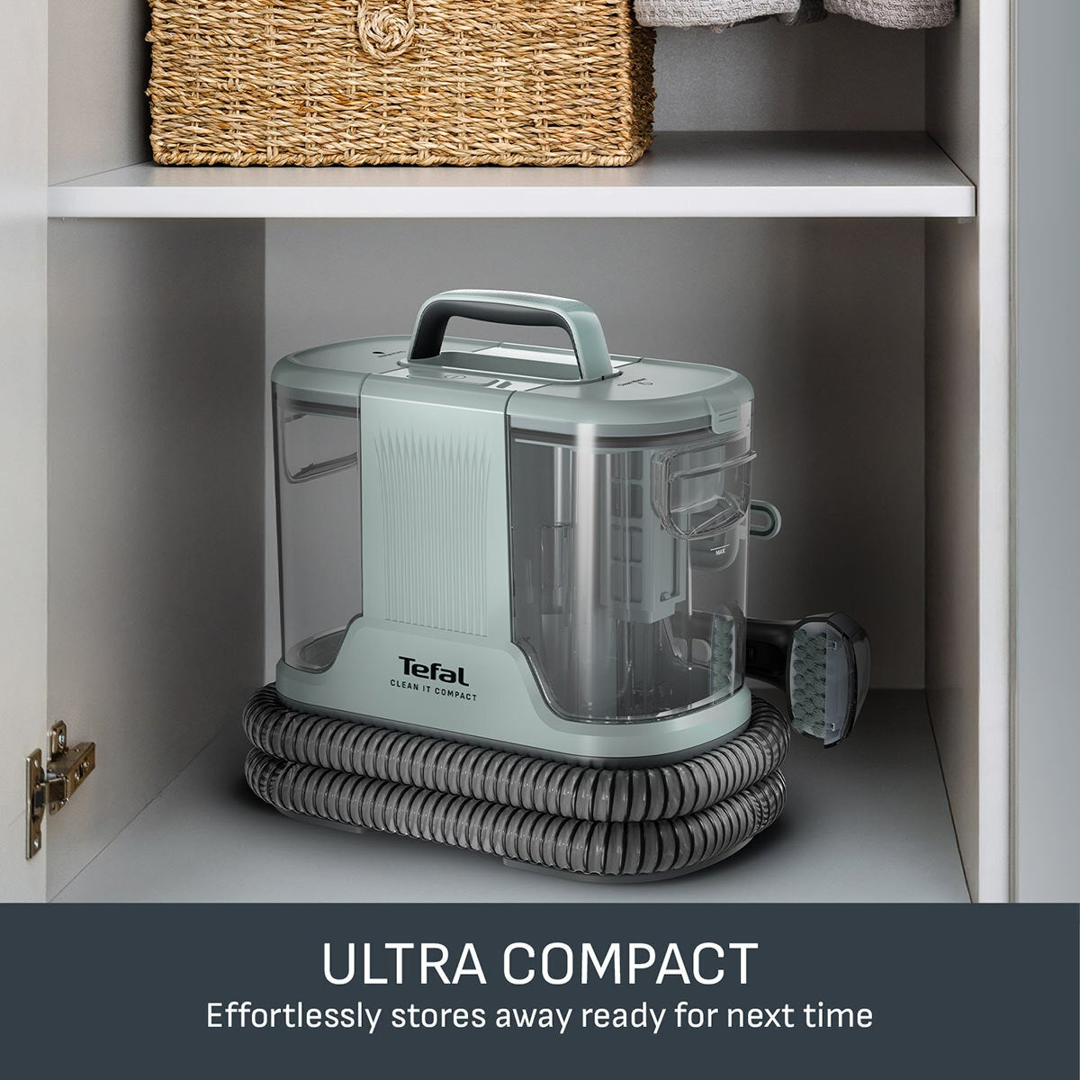 Tefal IZ3020GO Compact Spot Cleaner Eucalyptus Auto-Clean Pet Hair Remover