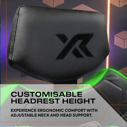 X Rocker Kunai RGB Gaming Chair LED Lights PU Leather PC Desk Chair Black