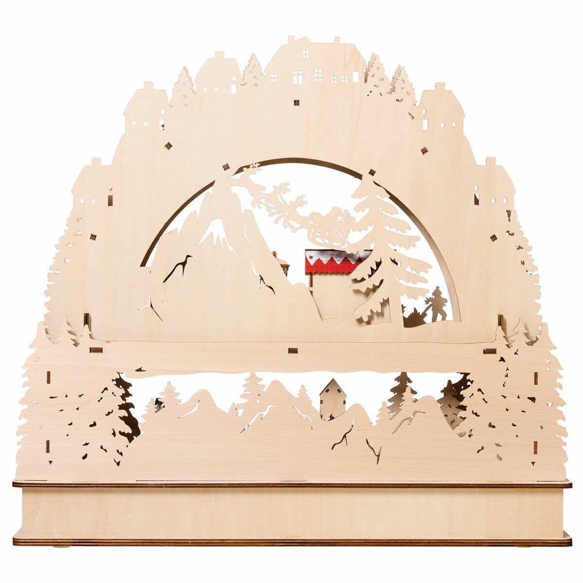 Wooden LED Advent Calendar Christmas Decoration Festive Jingle Bell Warm Glow