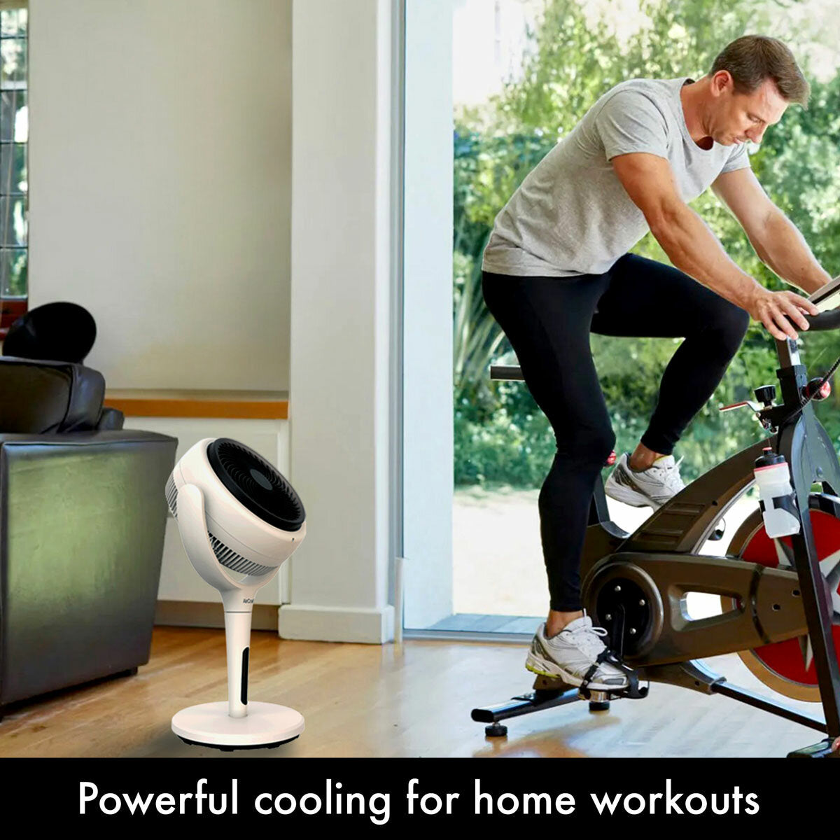 AirCraft LUME 2-in-1 Air Circulator Fan Remote LED Desk Pedestal White 26W