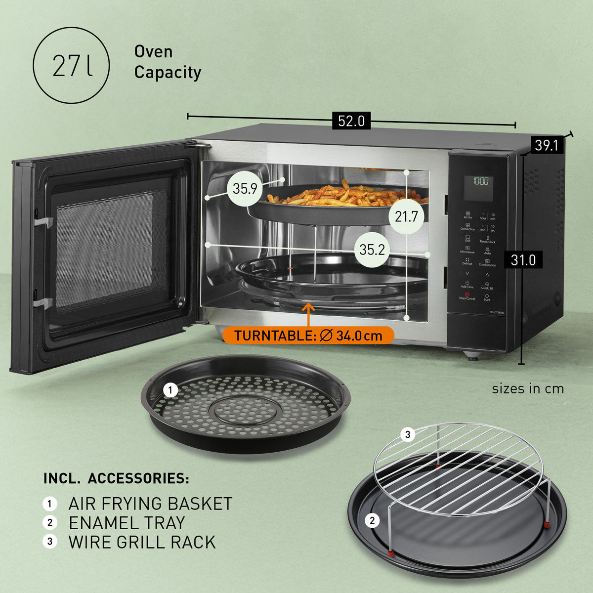 Panasonic NN-CT56RBBPQ 27L Combination Microwave Oven 4-in-1 Black Touch