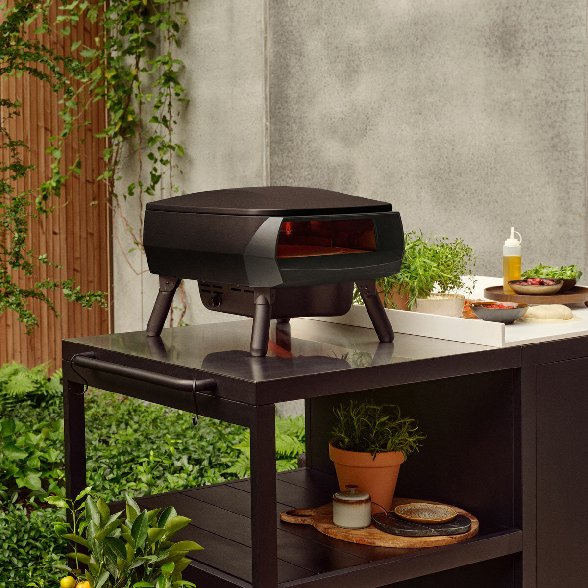 Witt Piccolo Rotante Gas Pizza Oven 13" 500°C Rotating Stone 5 Piece Bundle Blac