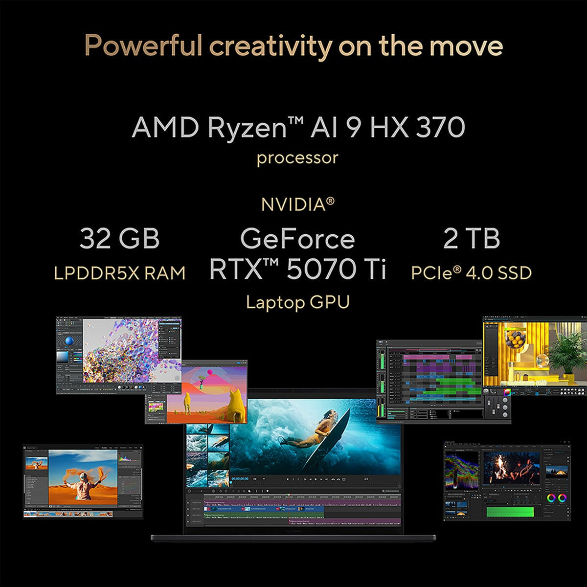 ASUS ProArt H7606WR 16" 4K OLED Laptop AMD Ryzen AI 9 32GB 2TB RTX 5070 Ti