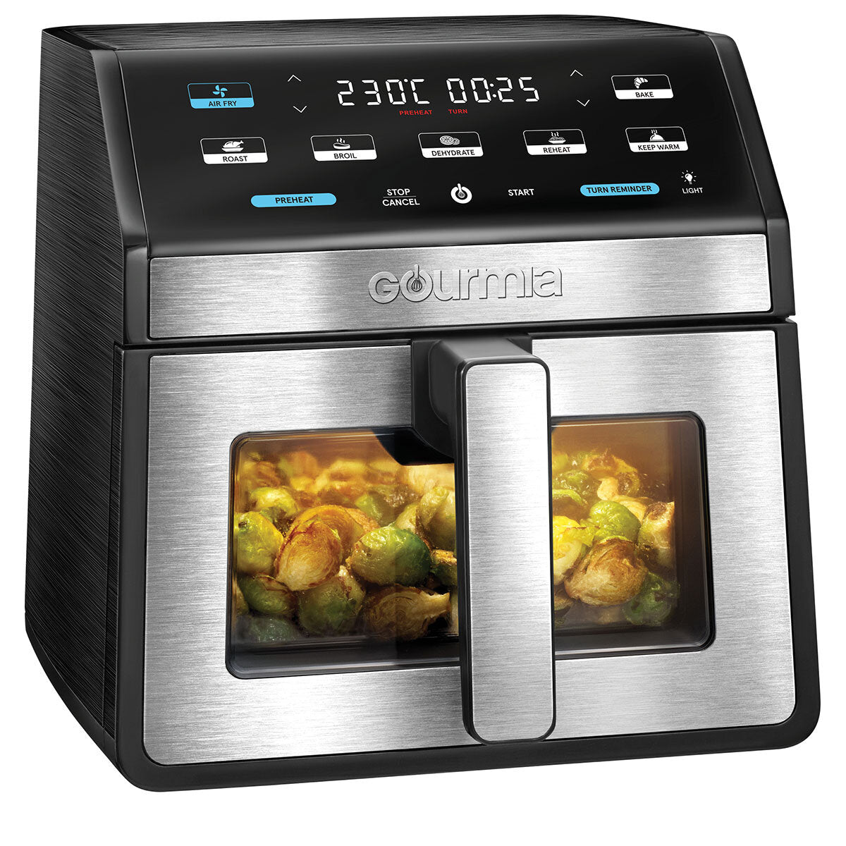 Gourmia 7.6L Digital Air Fryer Window Light 7 Presets Nonstick Basket Black