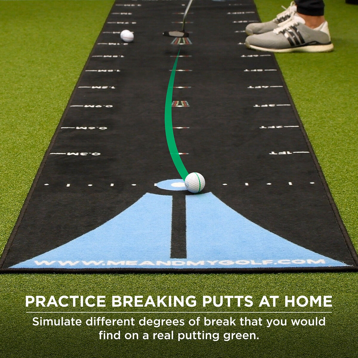 Me and My Golf 11ft Breaking Ball Putting Mat Practice Indoor Nylon Carry Case