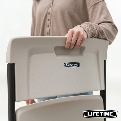 Lifetime Bypass Folding Chairs 4 Pack Cream Plastic Garden Outdoor Stackable