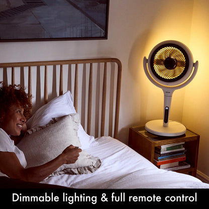 AirCraft LUME 2-in-1 Air Circulator Fan Remote LED Desk Pedestal White 26W