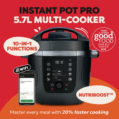 Instant Pot Pro 5.7L 10-in-1 Multicooker Pressure Slow Cooker Caviar Grey 6Qt