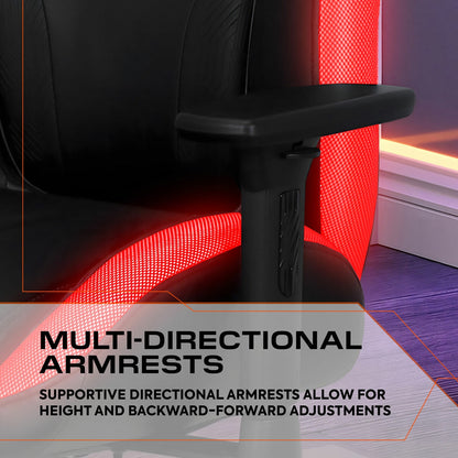 X Rocker Kunai RGB Gaming Chair LED Lights PU Leather PC Desk Chair Black