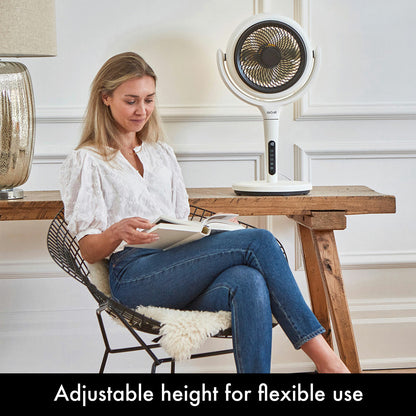 AirCraft LUME 2-in-1 Air Circulator Fan Remote LED Desk Pedestal White 26W