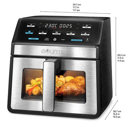 Gourmia 7.6L Digital Air Fryer Window Light 7 Presets Nonstick Basket Black