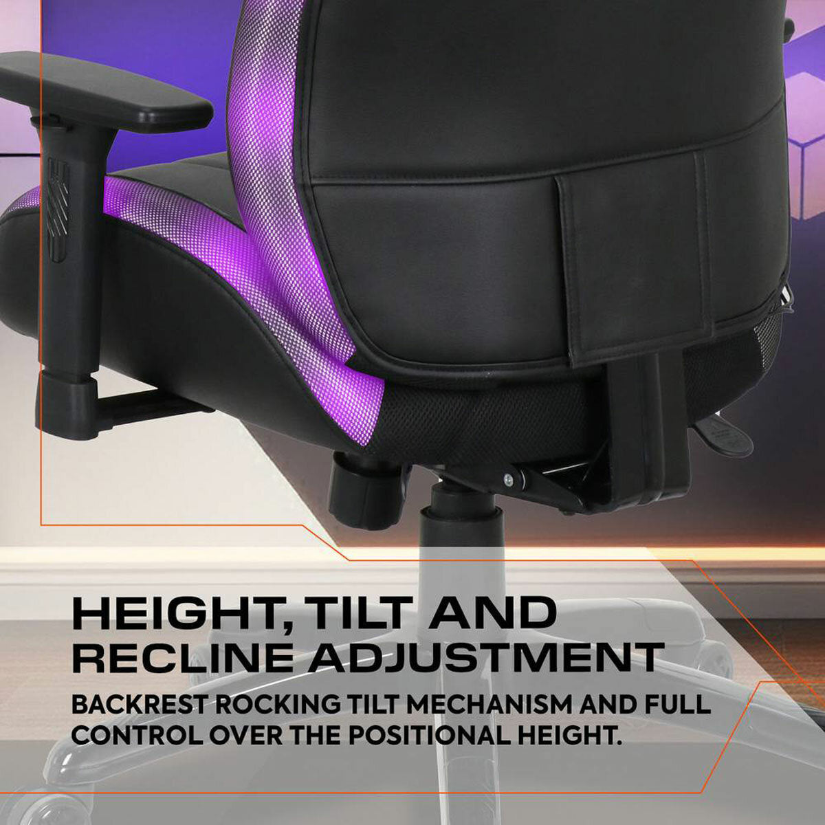X Rocker Kunai RGB Gaming Chair LED Lights PU Leather PC Desk Chair Black