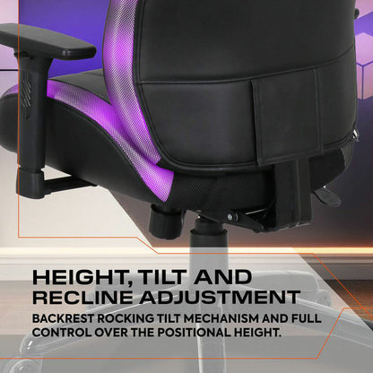 X Rocker Kunai RGB Gaming Chair LED Lights PU Leather PC Desk Chair Black