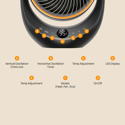 Dreo Ceramic Heater DR-HSH015 2000W Whole Room Oscillating Portable Black