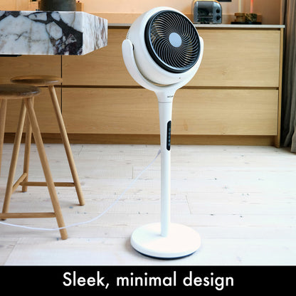 AirCraft LUME 2-in-1 Air Circulator Fan Remote LED Desk Pedestal White 26W
